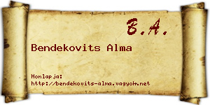 Bendekovits Alma névjegykártya